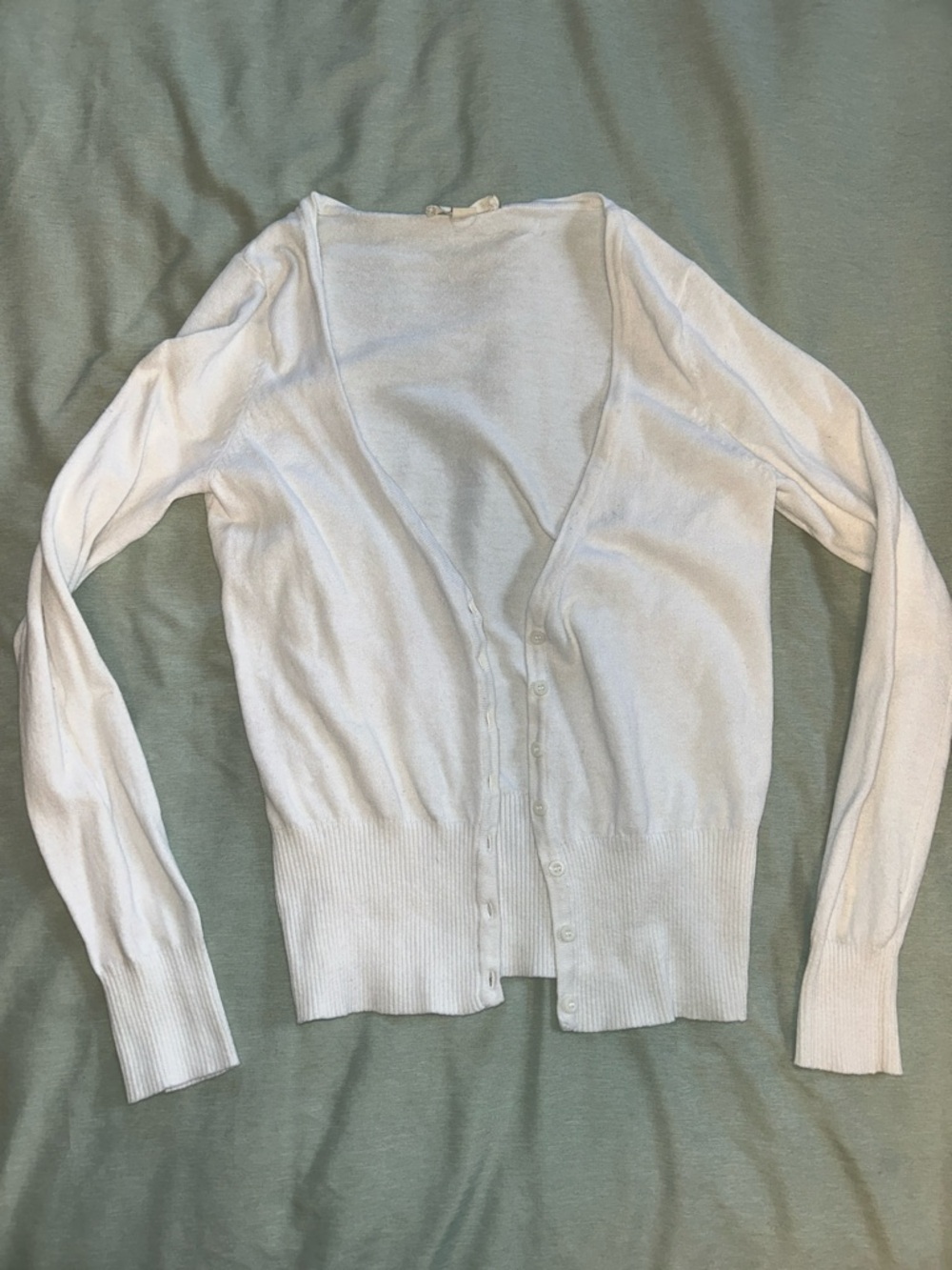 Classic White V-Neck Button Cardigan Sweater